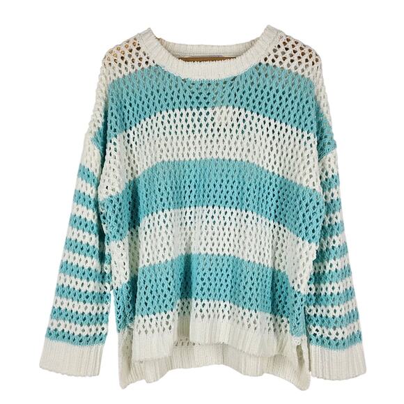 VINTAGE HAVANA TROPICAL TURQUOISE STRIPED KNIT CREWNECK – SIZE SMALL – NWT - Picture 1 of 10